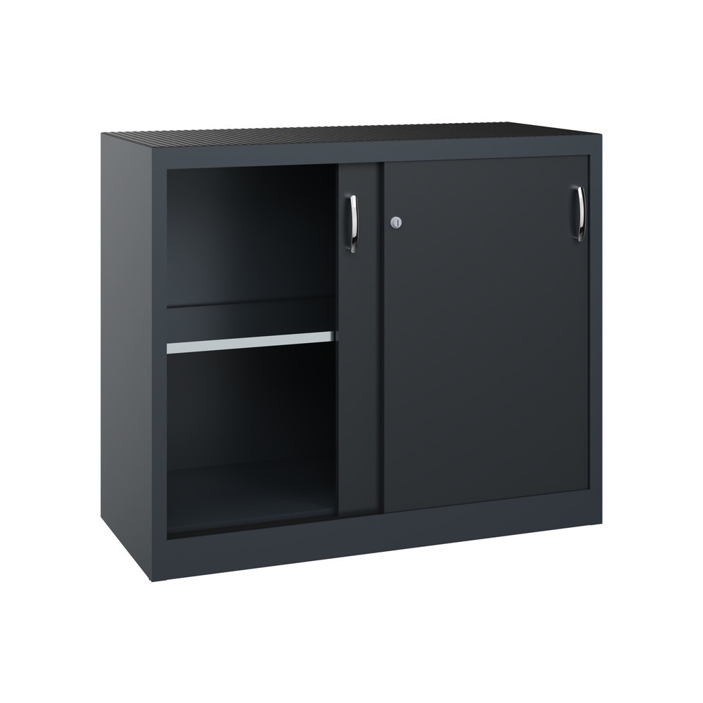 Numéro de l'image du produit 4: Armoire d’appoint d’atelier C+P avec 1 tablette, H x l x P 1 000 x 1 200 x 500 mm, gris anthracite, gris noir