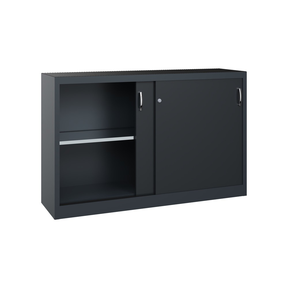 Numéro de l'image du produit 4: Armoire d’appoint d’atelier C+P avec 2 tablettes, H x l x P 1 000 x 1 600 x 400 mm, cloison de séparation, gris anthracite, gris noir