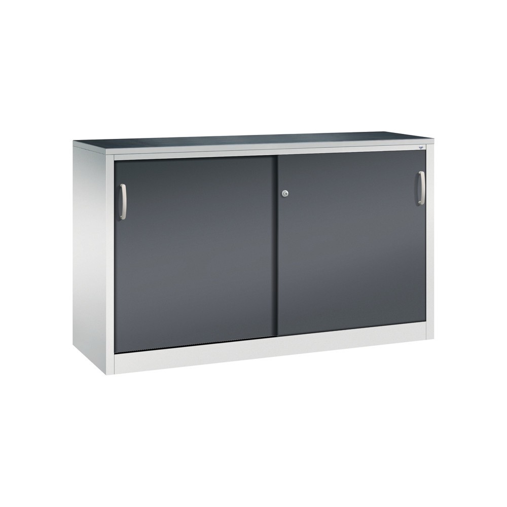 Illustration du produit: Armoire d’appoint d’atelier C+P avec 2 tablettes, H x l x P 1 000 x 1 600 x 500 mm, cloison de séparation, gris clair, gris noir