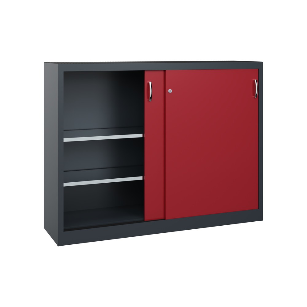 Numéro de l'image du produit 4: Armoire d’appoint d’atelier C+P avec 4 tablettes, H x l x P 1 200 x 1 600 x 400 mm, cloison de séparation, gris anthracite, rouge rubis