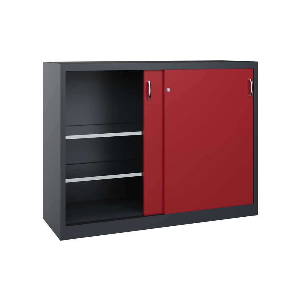 Numéro de l'image du produit 4: Armoire d’appoint d’atelier C+P avec 4 tablettes, H x l x P 1 200 x 1 600 x 500 mm, cloison de séparation, gris anthracite, rouge rubis
