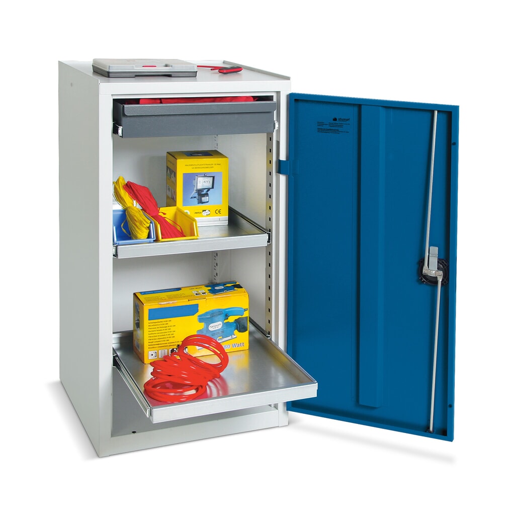 N° de l'image du produit 1 : Armoire d’appoint d’atelier stumpf® avec 1 tiroir + 2 bacs, H x l x P 1 000 x 500 x 500 mm, gris clair