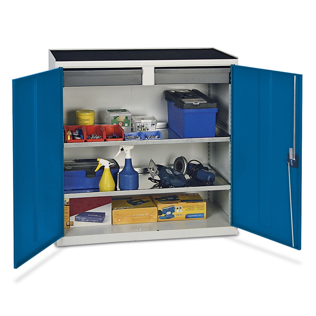 Armoire d’appoint d’atelier stumpf® avec 2 tiroirs + 2 bacs, H x l x P 1 000 x 1 000 x 500 mm, gris clair/bleu clair Illustration du produit: Armoire d’appoint d’atelier stumpf® avec 2 tiroirs + 2 bacs, H x l x P 1 000 x 1 000 x 500 mm, gris clair/bleu clair
