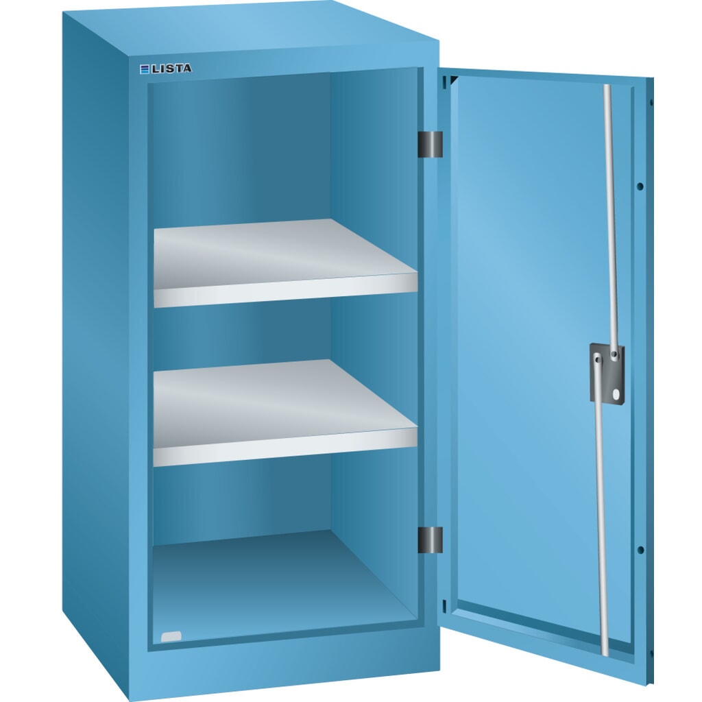 Armoire d'appoint LISTA, (lxPxH) 500x400x1 000 mm, 2 étagères réglables, bleu clair, KEY Lock Illustration du produit: Armoire d'appoint LISTA, (lxPxH) 500x400x1 000 mm, 2 étagères réglables, bleu clair, KEY Lock