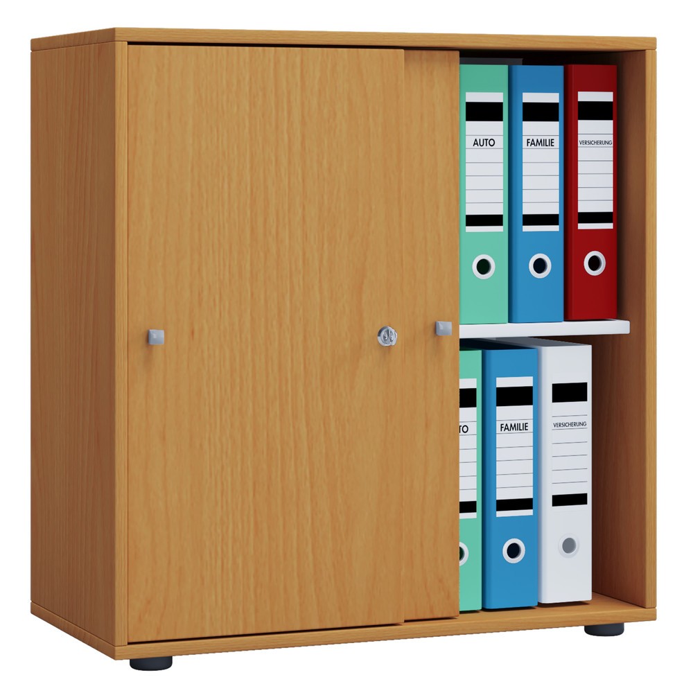 Numéro de l'image du produit 1: Lona Armoire de bureau avec portes coulissantes, 2 compartiments, HxlxP 740 x 700 x 400 mm, hêtre