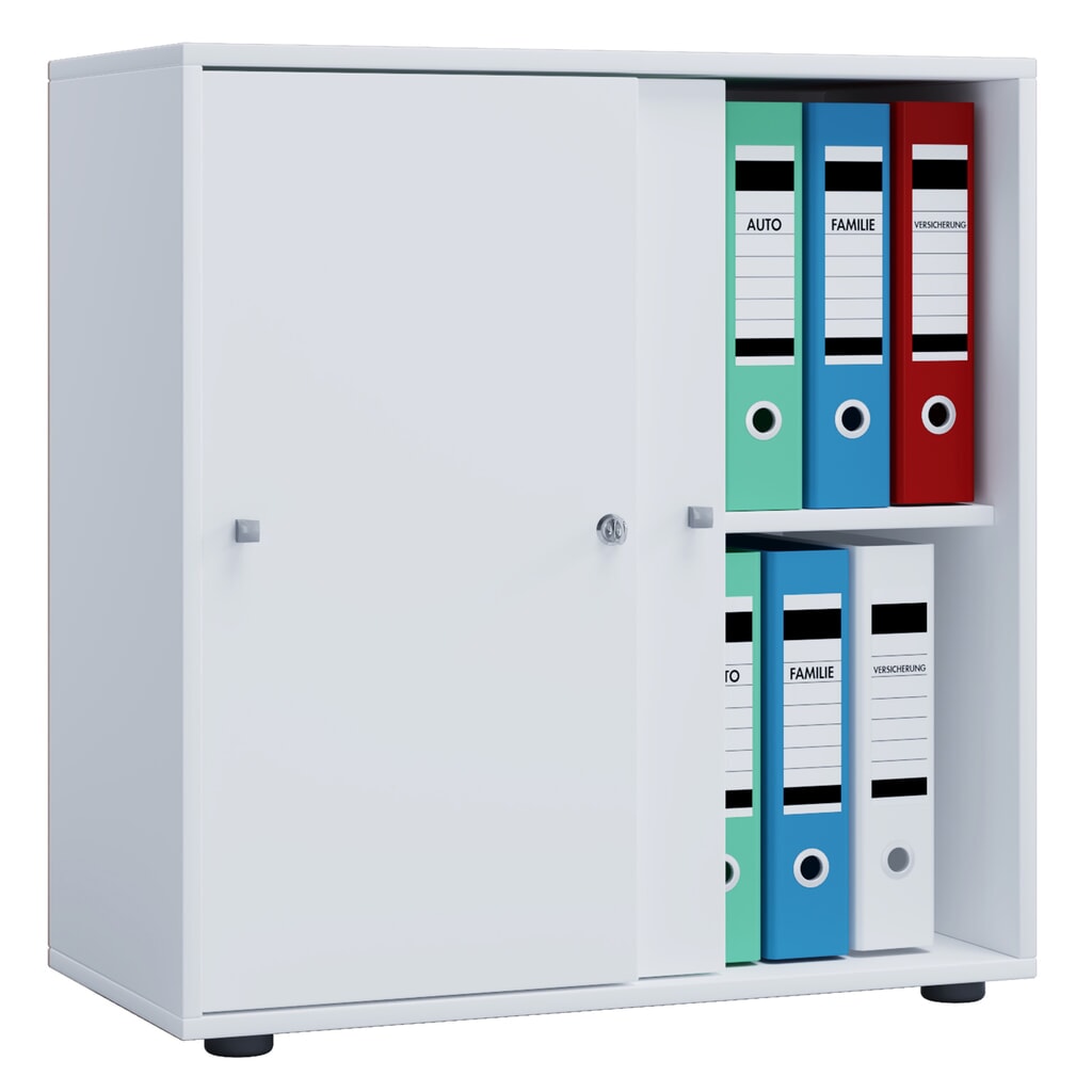 Lona Armoire de bureau avec portes coulissantes, 2 compartiments, HxlxP 740 x 700 x 400 mm, blanc Illustration du produit: Lona Armoire de bureau avec portes coulissantes, 2 compartiments, HxlxP 740 x 700 x 400 mm, blanc