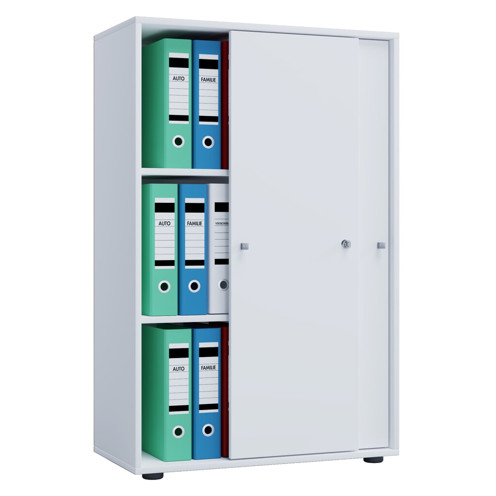 Illustration du produit: Lona Armoire de bureau avec portes coulissantes, 3 compartiments, HxLxP 1,110 x 700 x 400 mm, blanc
