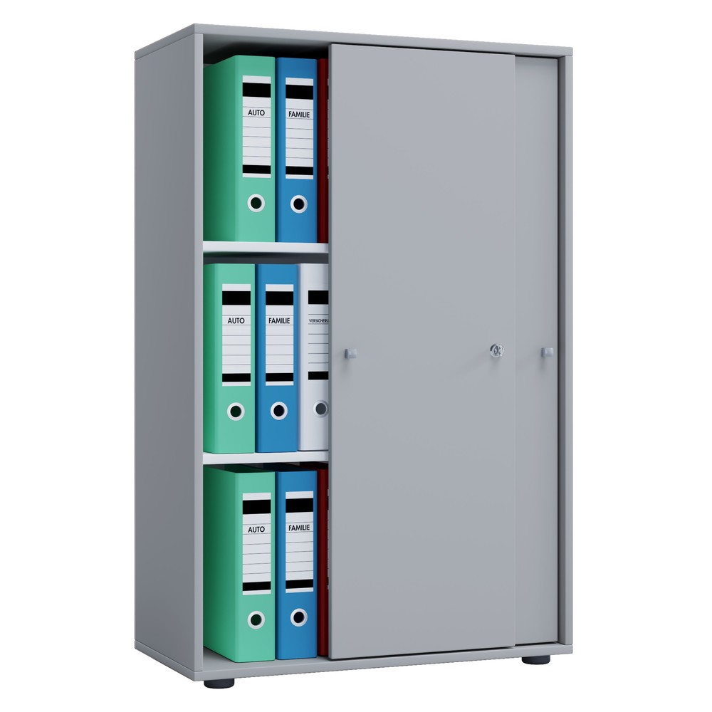 Numéro de l'image du produit 1: Lona Armoire de bureau avec portes coulissantes, 3 compartiments, HxlxP 1,110 x 700 x 400 mm, gris