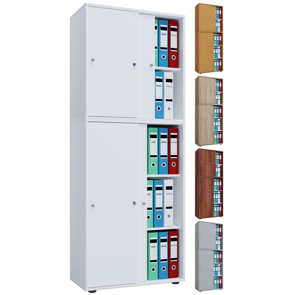 N° de l'image du produit 3 : Lona Armoire de bureau avec portes coulissantes, 5 compartiments, HxLxP 1,780 x 700 x 400 mm, gris