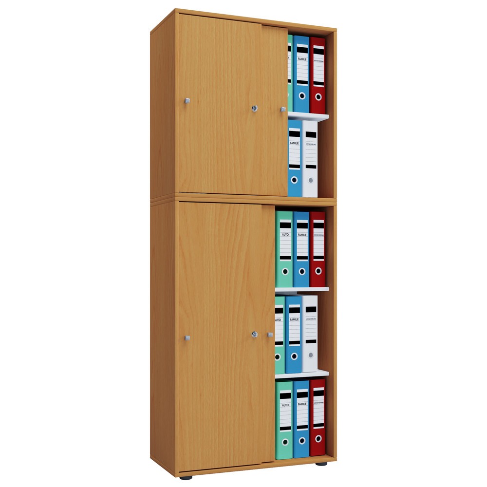 Numéro de l'image du produit 1: Lona Armoire de bureau avec portes coulissantes, 5 compartiments, HxLxP 1,780 x 700 x 400 mm, hêtre