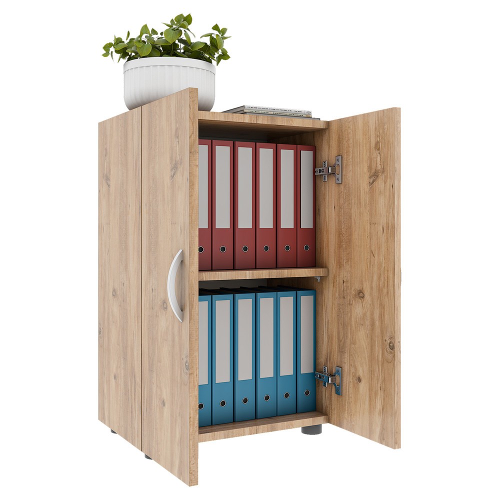 Numéro de l'image du produit 1: Armoire de bureau Ulas 2 compartiments, chêne miel
