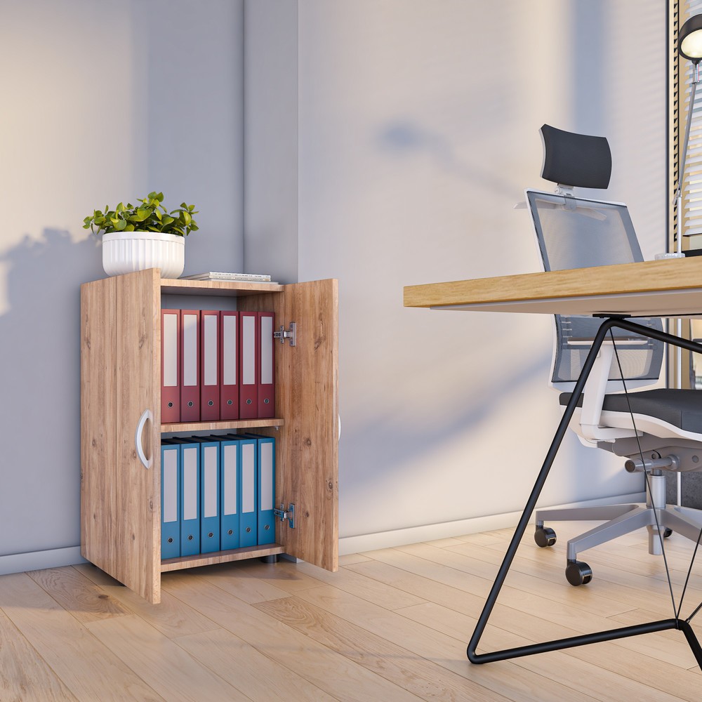 Numéro de l'image du produit 3: Armoire de bureau Ulas 2 compartiments, chêne miel