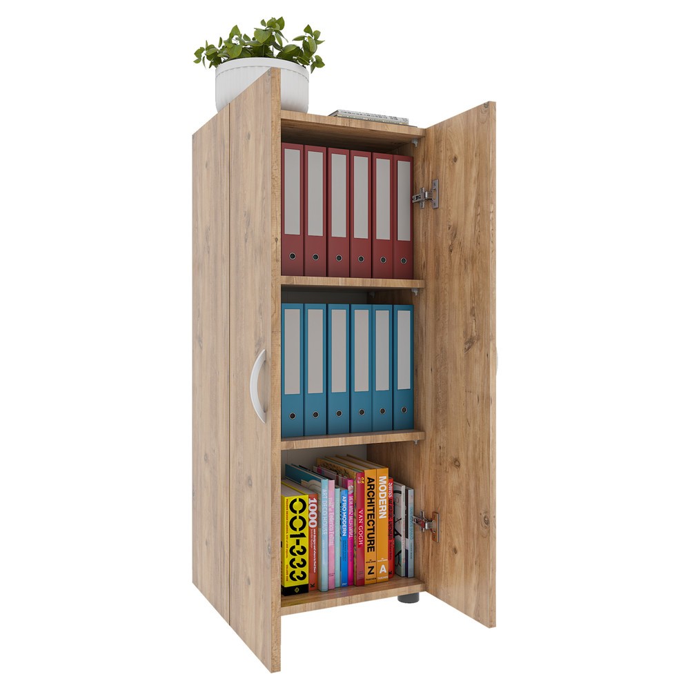 Numéro de l'image du produit 1: Armoire de bureau Ulas 3 compartiments, chêne miel