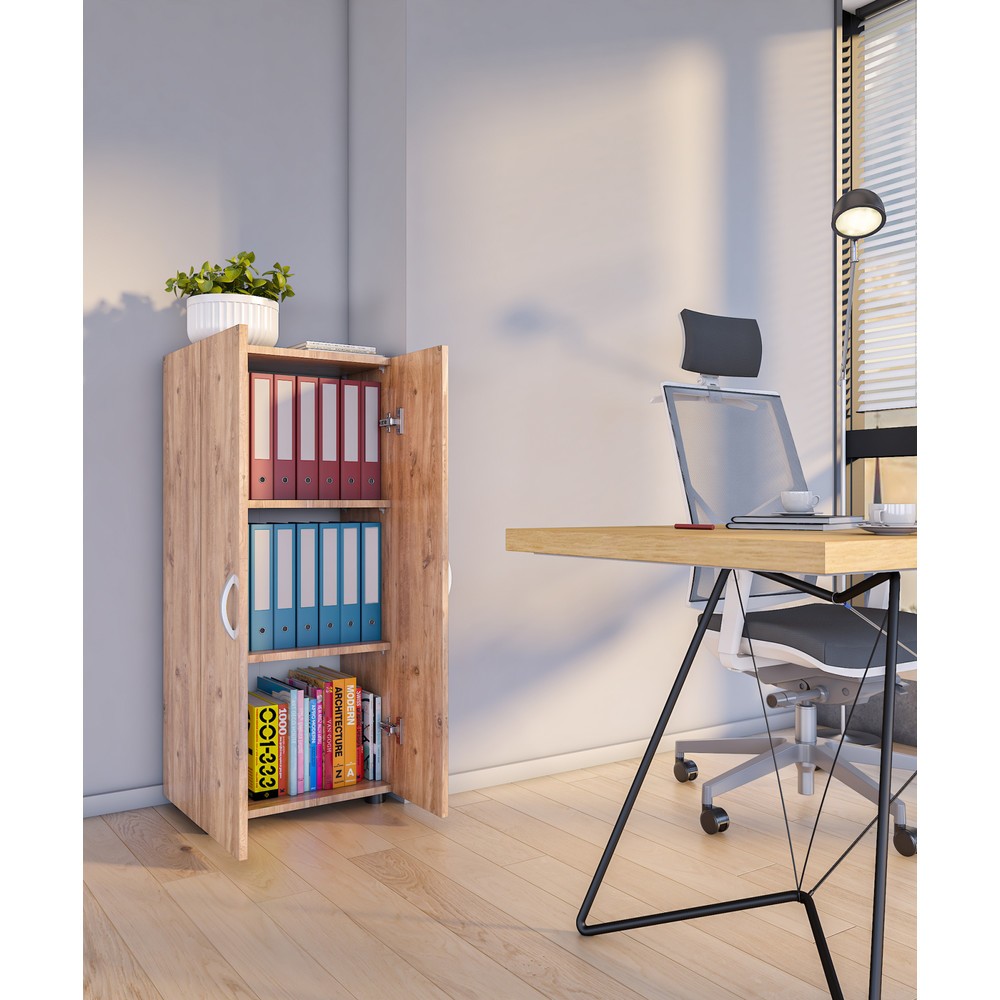 Numéro de l'image du produit 3: Armoire de bureau Ulas 3 compartiments, chêne miel