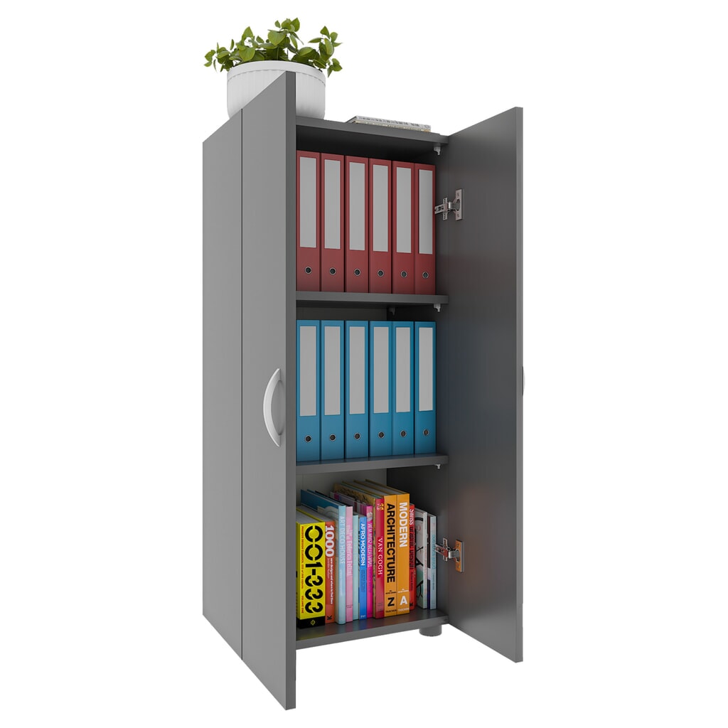 Armoire de bureau VCM Ulas 3 compartiments, anthracite Illustration du produit: Armoire de bureau VCM Ulas 3 compartiments, anthracite