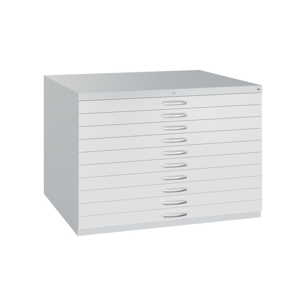 Numéro de l'image du produit 1: Armoire de classement à plat C+P, 10 tiroirs DIN A1, gris clair