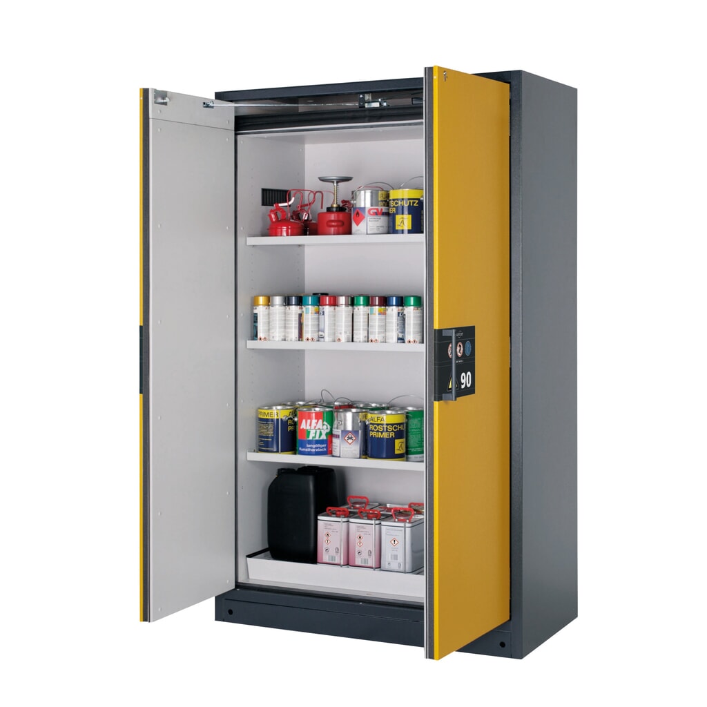 Armoire coupe-feu asecos® Q-PEGASUS / type 90, 3 tablettes, haut. x larg. x prof. 1 953 x 1 193 x 615 mm, jaune d’or N° de l'image du produit 1 : Armoire coupe-feu asecos® Q-PEGASUS / type 90, 3 tablettes, haut. x larg. x prof. 1 953 x 1 193 x 615 mm, jaune d’or