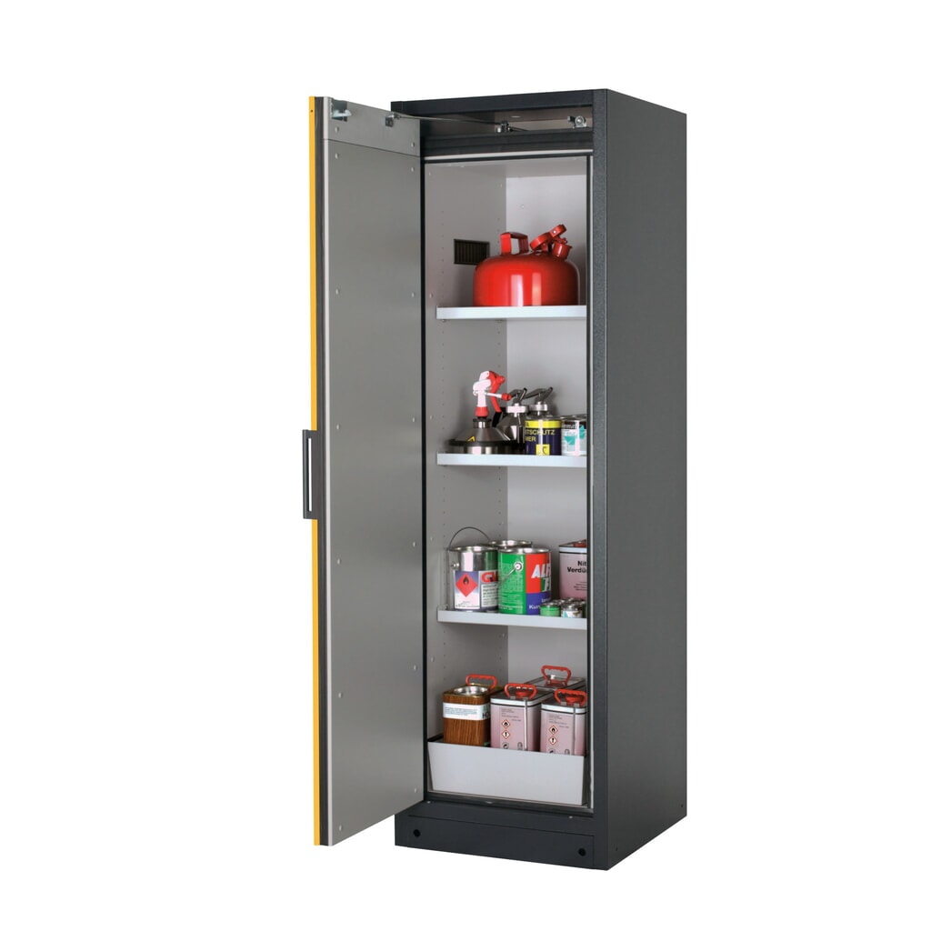 N° de l'image du produit 1 : Armoire coupe-feu asecos® Q-PEGASUS / type 90, 3 tablettes, haut. x larg. x prof. 1 953 x 599 x 615 mm, jaune d’or