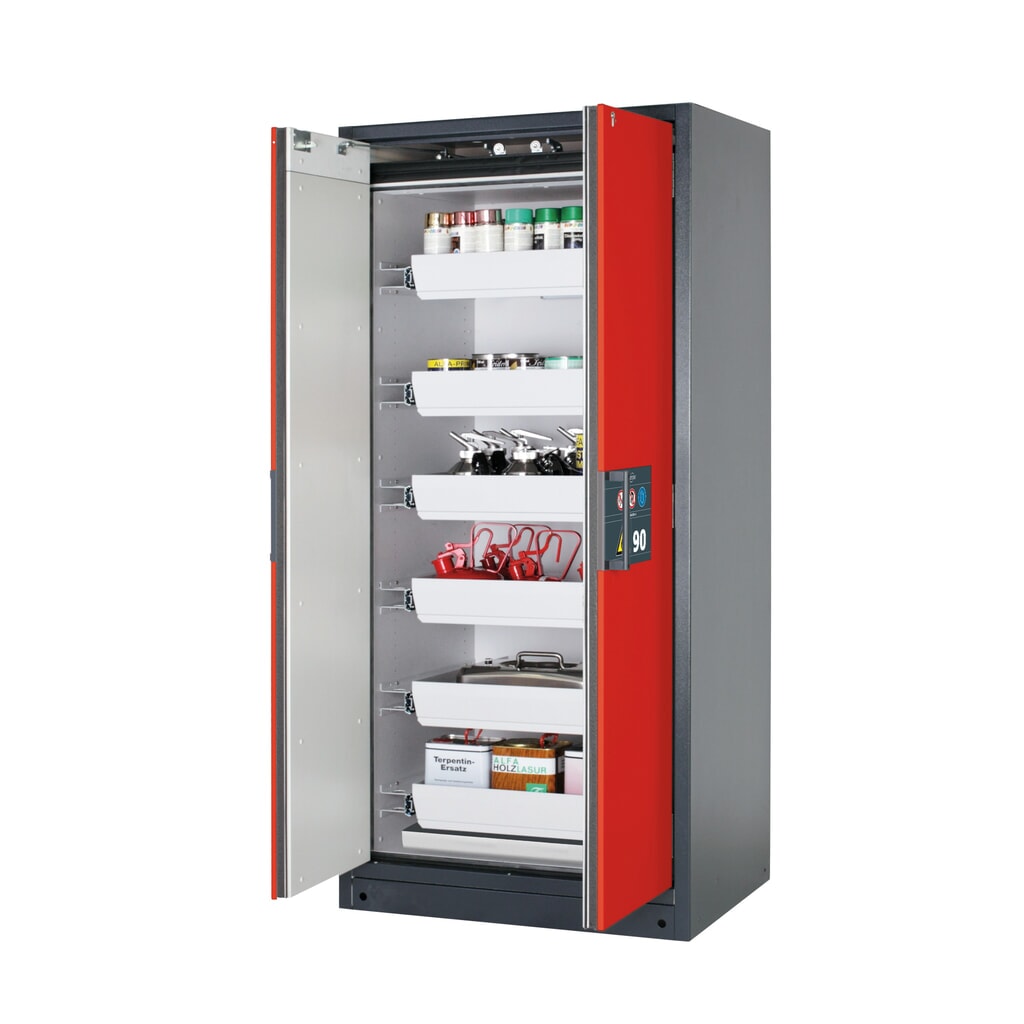 Armoire coupe-feu asecos® Q-PEGASUS / type 90, 6 cuves extractibles, haut. x larg. x prof. 1 953 x 893 x 615 mm, rouge signalisation Illustration du produit: Armoire coupe-feu asecos® Q-PEGASUS / type 90, 6 cuves extractibles, haut. x larg. x prof. 1 953 x 893 x 615 mm, rouge signalisation