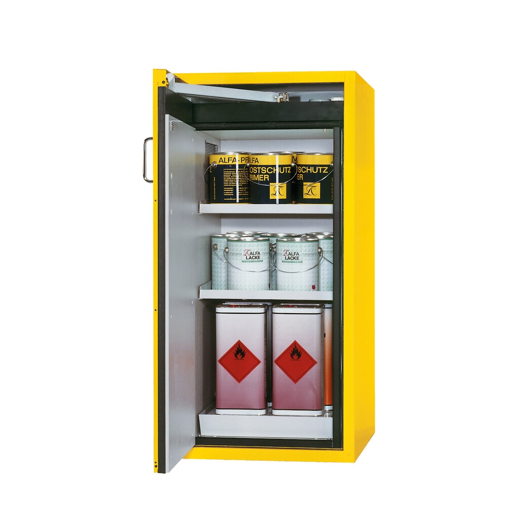 Armoire coupe-feu asecos® S-CLASSIC / type 90, haut. x larg. x prof. 1 298 x 600 x 615 mm, jaune d’or N° de l'image du produit 1 : Armoire coupe-feu asecos® S-CLASSIC / type 90, haut. x larg. x prof. 1 298 x 600 x 615 mm, jaune d’or