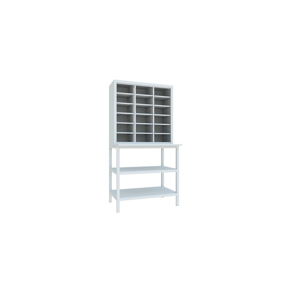 Numéro de l'image du produit 1: Armoire de tri PAVOY, 18 compartiments et meuble bas, gris clair, gris clair