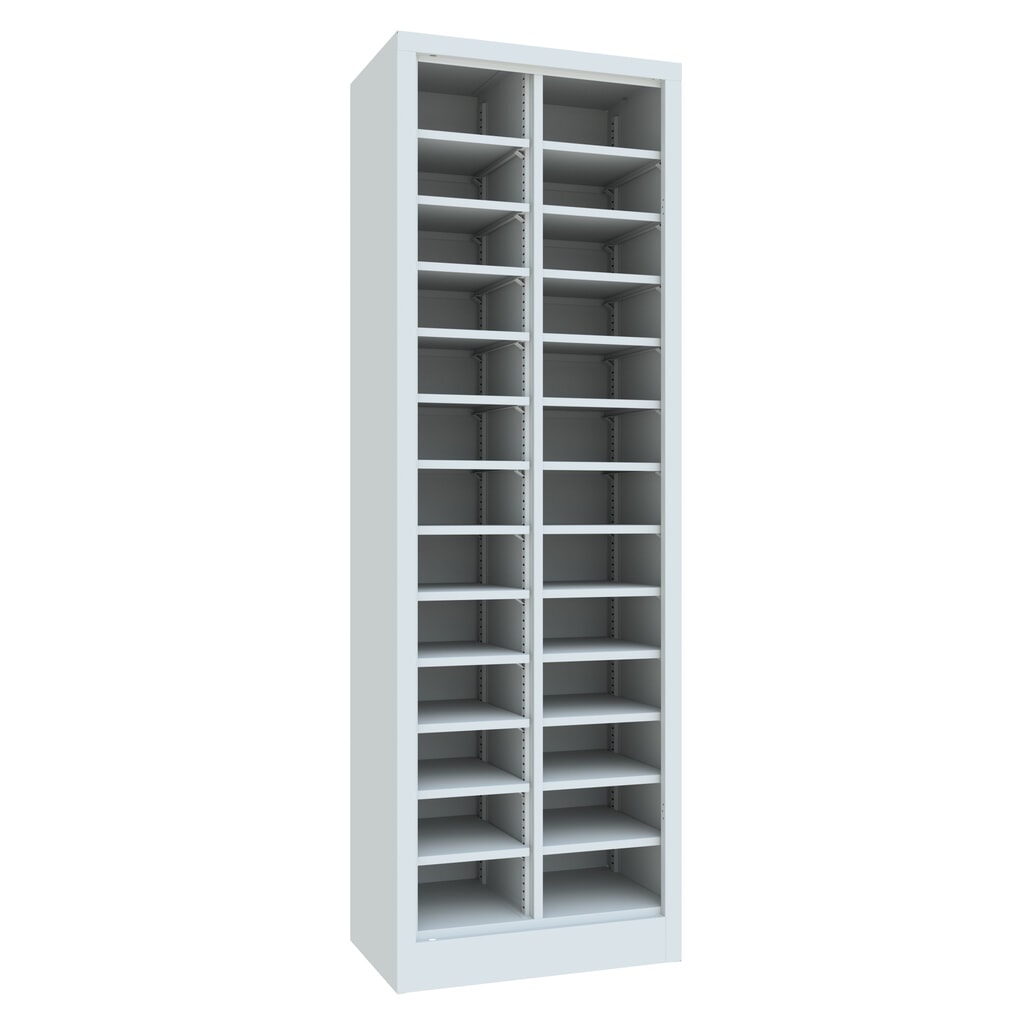 Armoire de tri PAVOY sans porte, 26 compartiments, gris clair N° de l'image du produit 1 : Armoire de tri PAVOY sans porte, 26 compartiments, gris clair