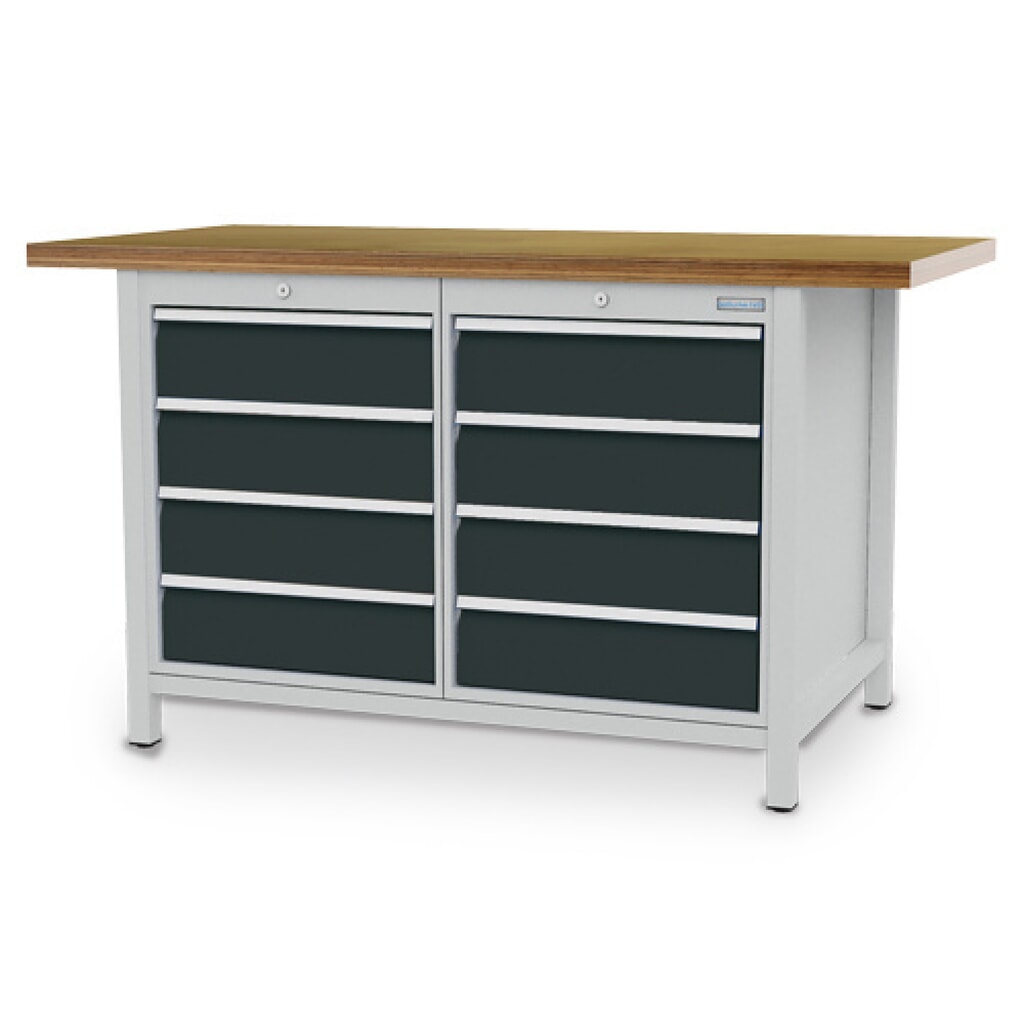Armoire établi R 18-24 Bedrunka+Hirth, H x l x P 859 x 1 500 x 750 mm, gris clair, gris anthracite, 8 tiroirs 8 x 150 mm Illustration du produit: Armoire établi R 18-24 Bedrunka+Hirth, H x l x P 859 x 1 500 x 750 mm, gris clair, gris anthracite, 8 tiroirs 8 x 150 mm