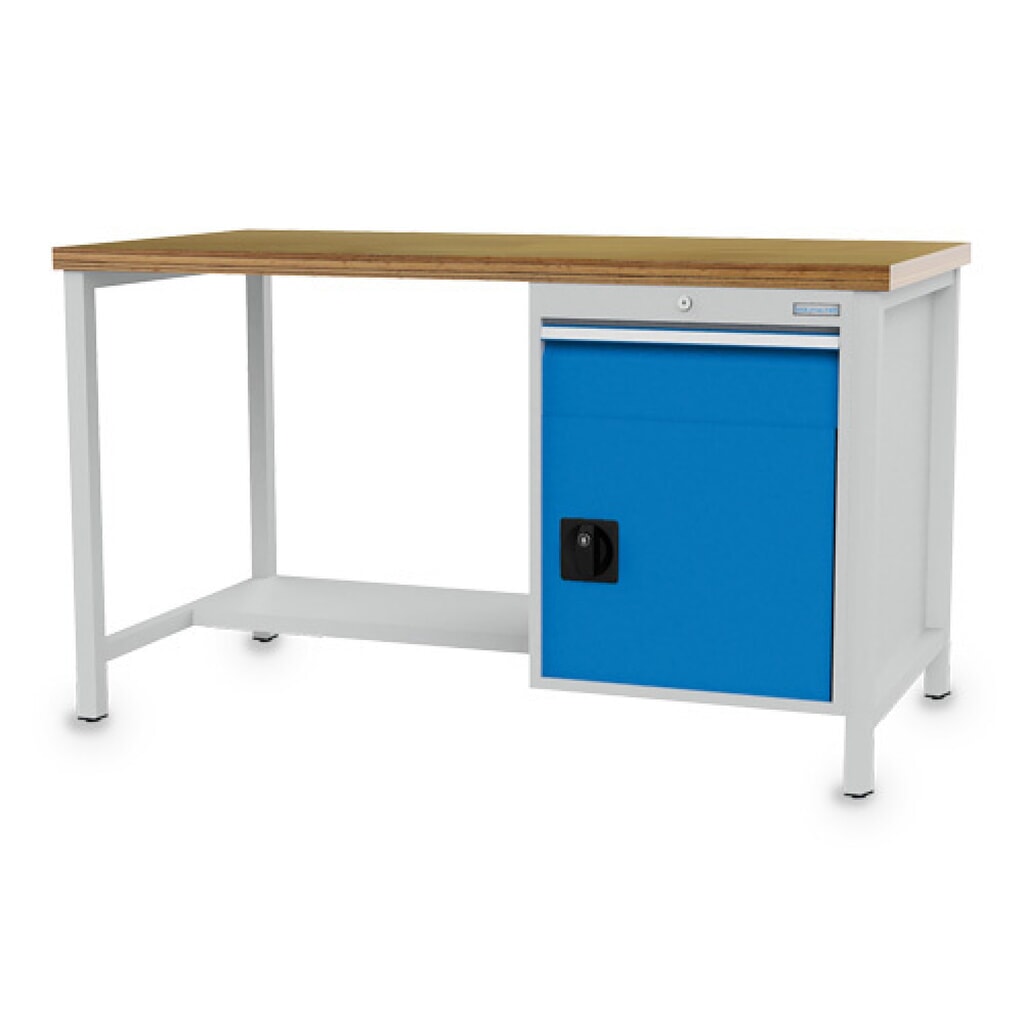 Armoire établi R 18-24 Bedrunka+Hirth, H x l x P 859 x 1 500 x 750 mm, gris clair, bleu clair, 1 tiroir 1 x 150 mm, 1 porte battante 1 x 450 mm N° de l'image du produit 1 : Armoire établi R 18-24 Bedrunka+Hirth, H x l x P 859 x 1 500 x 750 mm, gris clair, bleu clair, 1 tiroir 1 x 150 mm, 1 porte battante 1 x 450 mm