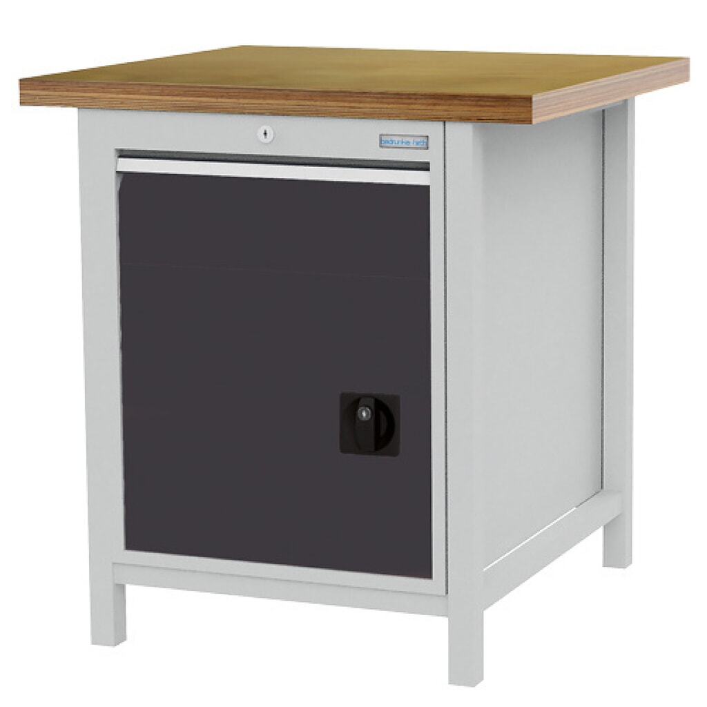N° de l'image du produit 1 : Armoire établi R 18-24 Bedrunka+Hirth, H x l x P 959 x 810 x 750 mm, gris clair, gris anthracite, 1 tiroir 1 x 150 mm, 1 porte battante 1 x 450 mm
