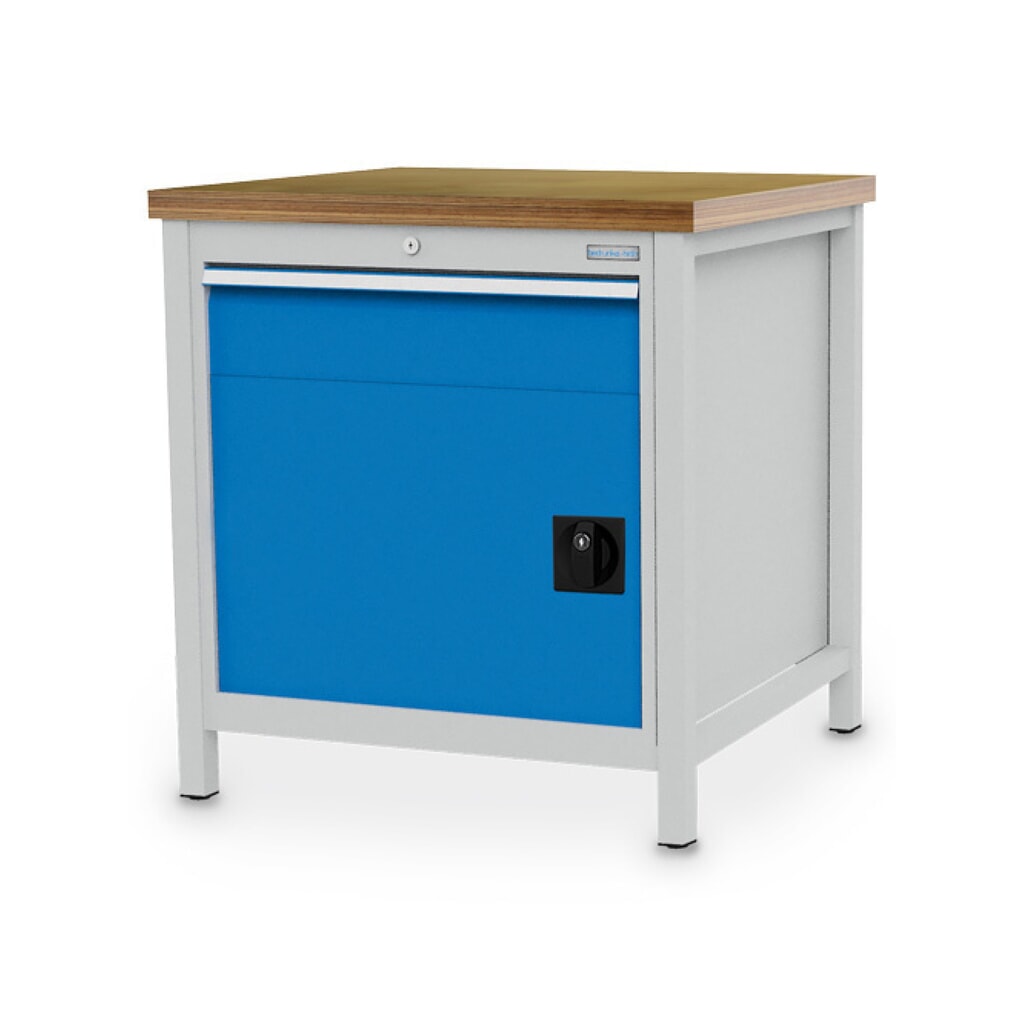 N° de l'image du produit 1 : Armoire établi R 24-24 Bedrunka+Hirth, H x l x P 859 x 810 x 750 mm, gris clair, bleu clair, 1 tiroir 1 x 150 mm, 1 porte battante 1 x 450 mm