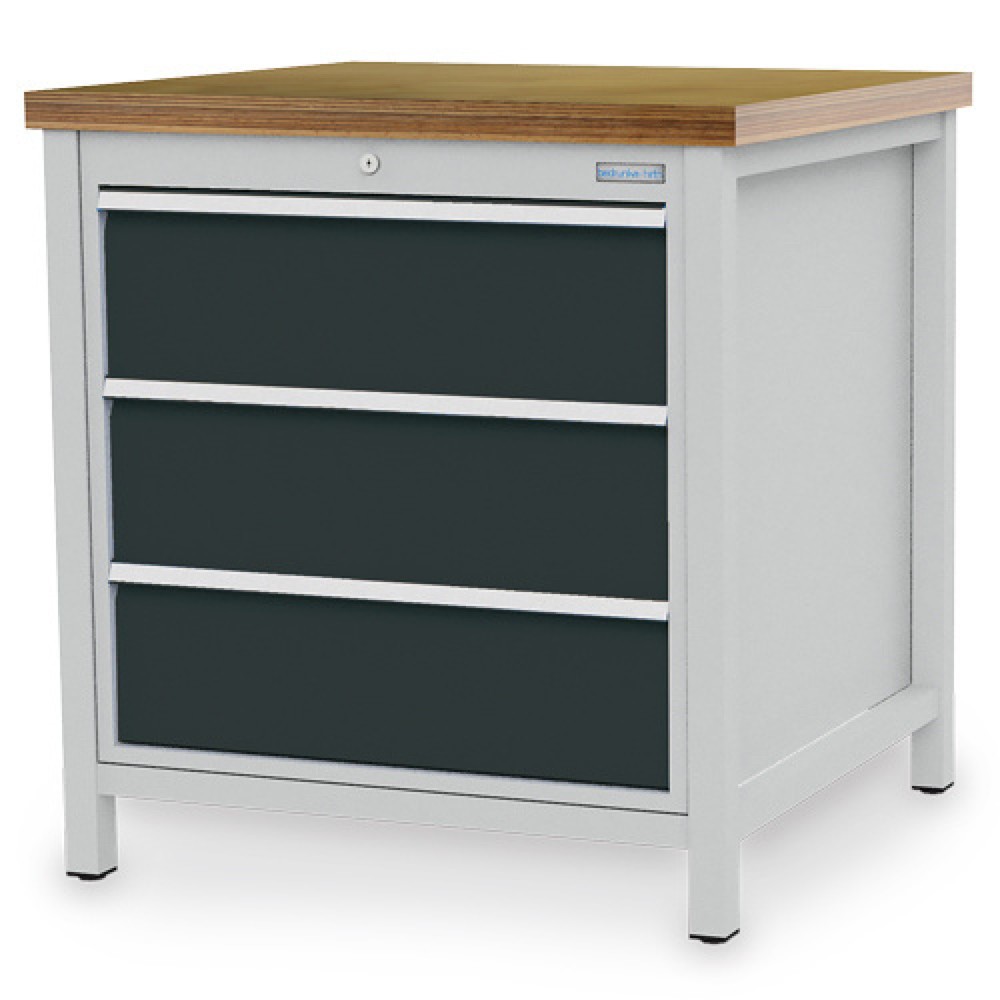 Illustration du produit: Armoire établi R 24-24 Bedrunka+Hirth, H x l x P 859 x 810 x 750 mm, gris clair, gris anthracite, 3 tiroirs 3 x 200 mm