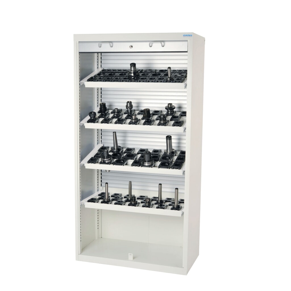Armoire haute Bedrunka+Hirth pour outils CNC avec volet roulant en aluminium, H x l x P 1 950 x 1 000 x 500 mm, SK 30 (80 pièces) Illustration du produit: Armoire haute Bedrunka+Hirth pour outils CNC avec volet roulant en aluminium, H x l x P 1 950 x 1 000 x 500 mm, SK 30 (80 pièces)