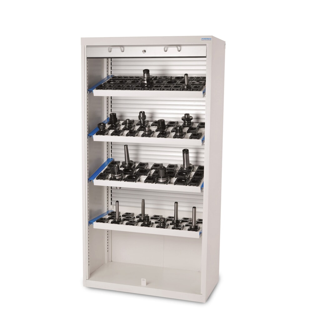N° de l'image du produit 1 : Armoire haute Bedrunka+Hirth pour outils CNC avec volet roulant en plastique, H x l x P 1 950 x 1 000 x 500 mm, VDI 50 (64 pièces)