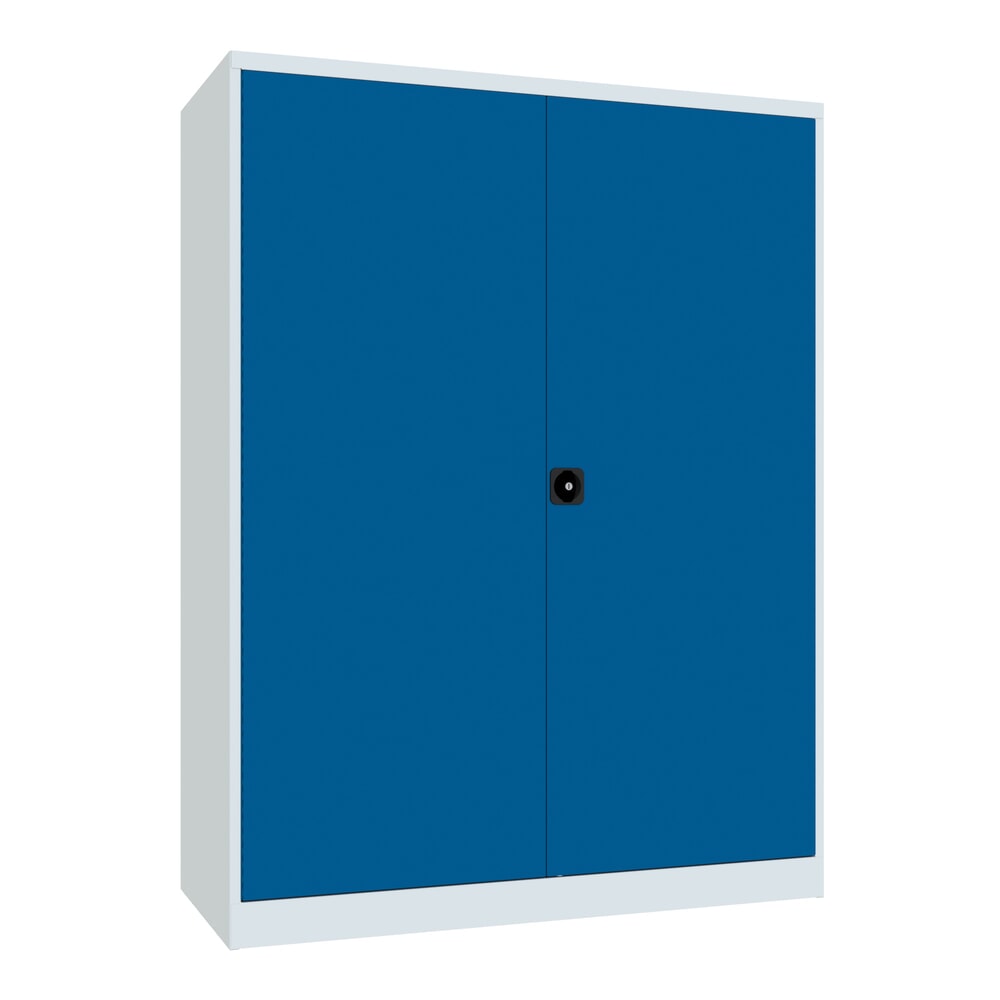 Numéro de l'image du produit 1: Armoire industrielle pour charges lourdes PAVOY Premium avec paroi intermédiaire, 8 tablettes, H x l x P 1 950 x 1 470 x 630 mm, bleu gentiane, gris clair