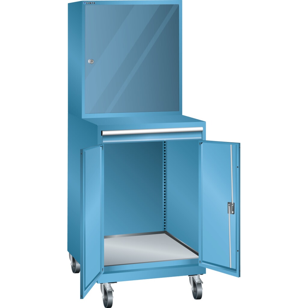 Armoire informatique mobile LISTA 36x36E, (lxPxH) 717x725x1 837 mm, D/Schuko, bleu clair