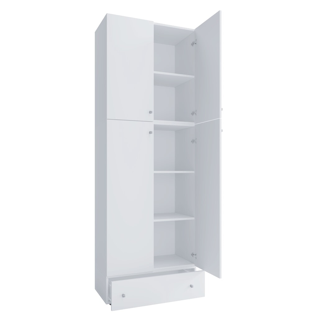 Armoire VCM Lona XXL portes battantes, avec tiroir, blanche Illustration du produit: Armoire VCM Lona XXL portes battantes, avec tiroir, blanche