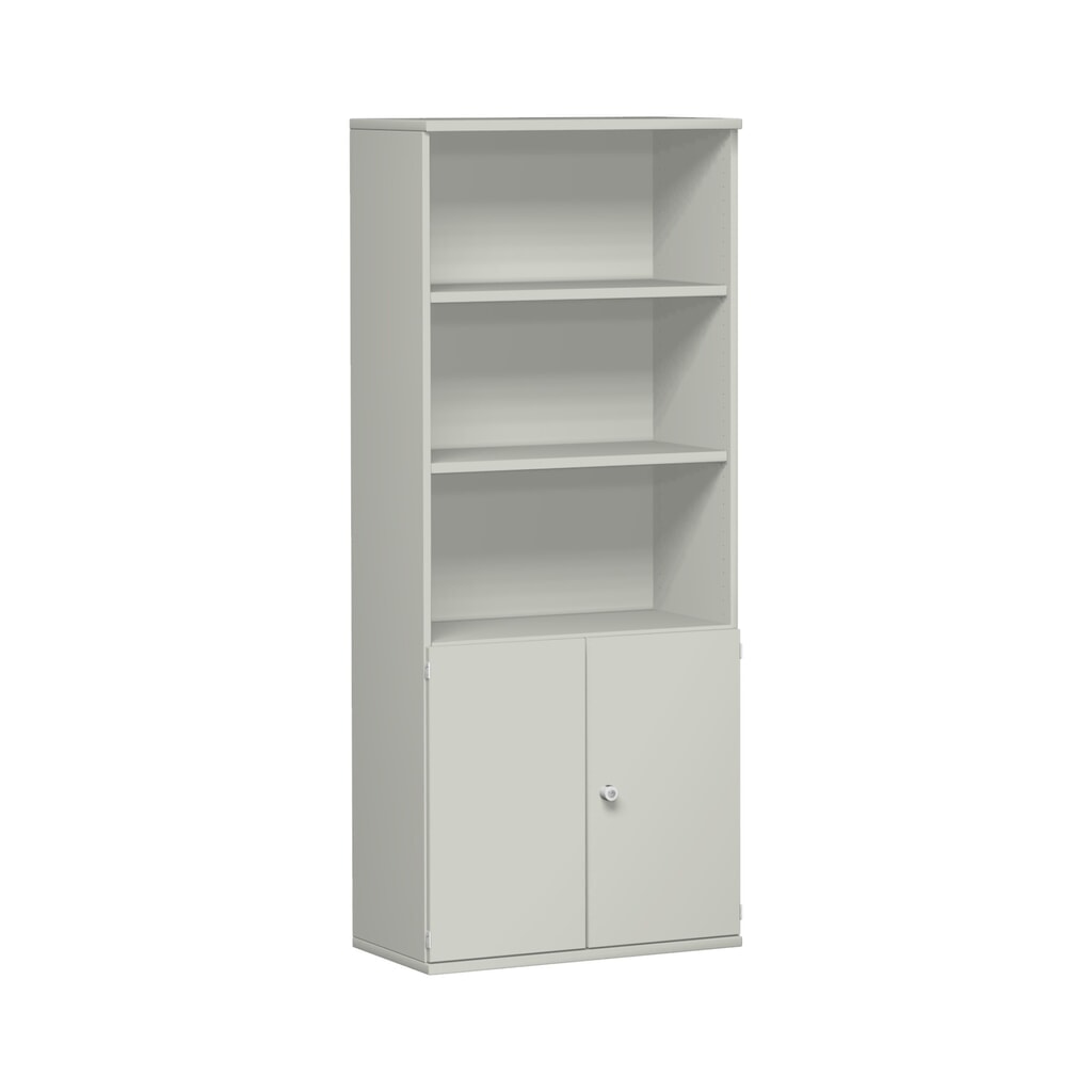 Illustration du produit: Armoire modulaire Profi avec portes en bois, 5 hauteurs de classeurs, gris clair
