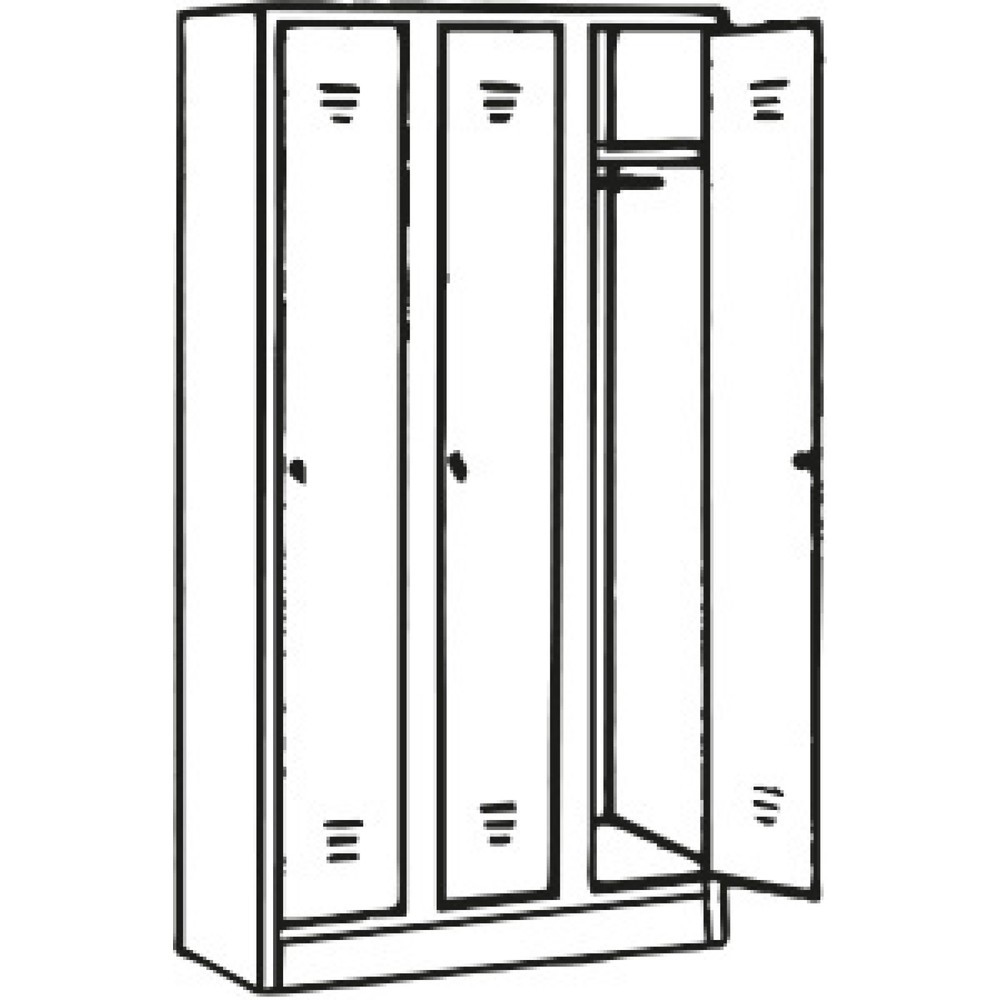 Numéro de l'image du produit 2: Armoire-penderie avec socle HEMMDAL HG-S-2, fermeture à pêne tournant, 3 compartiments, gris clair