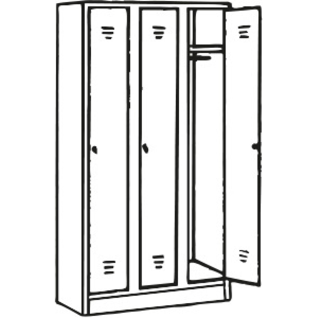 N° de l'image du produit 2 : Armoire-penderie avec banc HEMMDAL HG-SB-1, fermeture à pêne tournant, 3 compartiments, HxlxP 1 800 x 900 x500 mm, gris clair