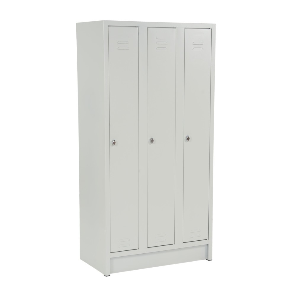 Numéro de l'image du produit 1: Armoire-penderie avec socle HEMMDAL HG-S-2, fermeture à pêne tournant, 3 compartiments, gris clair
