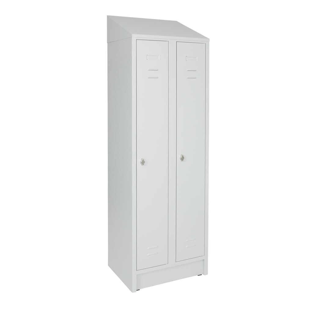 Armoire-penderie avec socle HEMMDAL HG-S-2, fermeture à pêne tournant, 2 compartiments, gris clair N° de l'image du produit 5 : Armoire-penderie avec socle HEMMDAL HG-S-2, fermeture à pêne tournant, 2 compartiments, gris clair