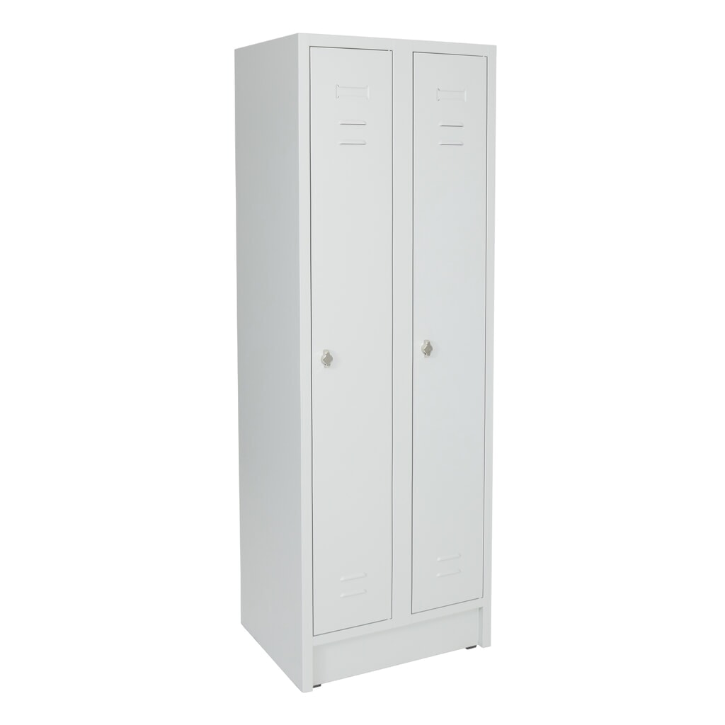 Armoire-penderie avec socle HEMMDAL HG-S-2, fermeture à pêne tournant, 2 compartiments, gris clair N° de l'image du produit 1 : Armoire-penderie avec socle HEMMDAL HG-S-2, fermeture à pêne tournant, 2 compartiments, gris clair