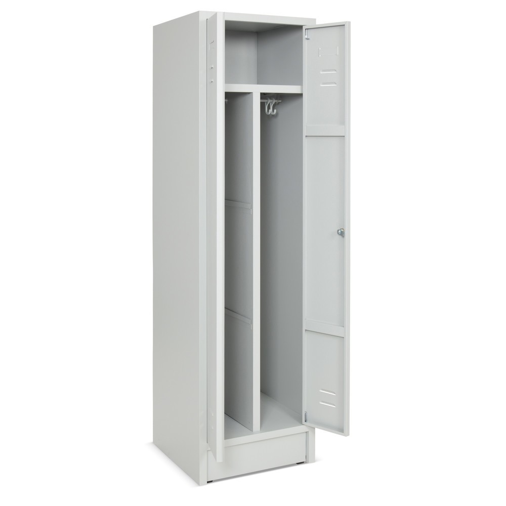 Numéro de l'image du produit 2: Armoire-penderie avec socle + fermeture à pêne tournant, 2 compartiments pour 1 personne, HxlxP 1 800 x 500 x 500 mm