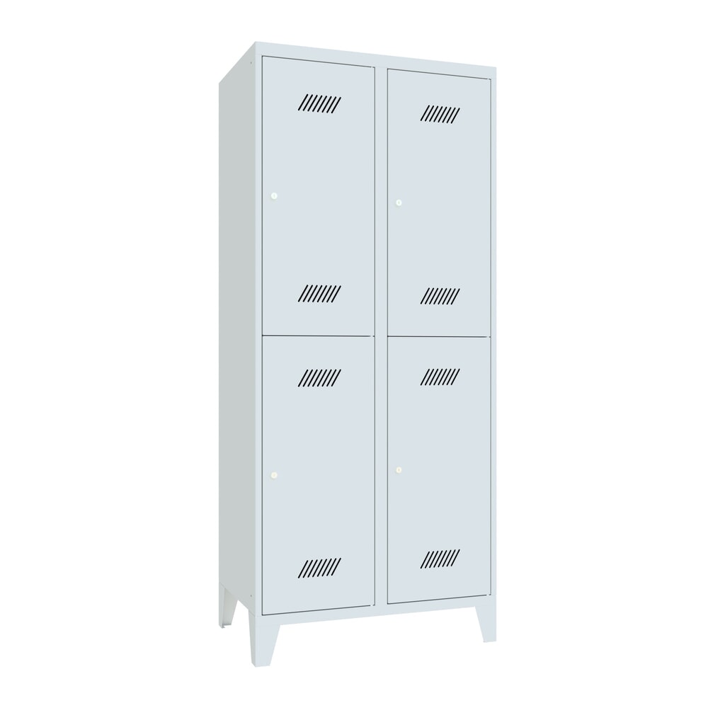 Illustration du produit: Armoire-penderie BASIC avec pieds et serrure à cylindre, 2 niveaux, 4 compartiments, H x l x P 1 850 x 830 x 500 mm, gris clair, gris clair