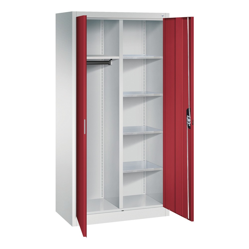 Numéro de l'image du produit 3: Armoire-penderie C+P, 6 compartiments + tringle à vêtements, H x l x P 1 950 x 930 x 500 mm, gris clair, bleu clair