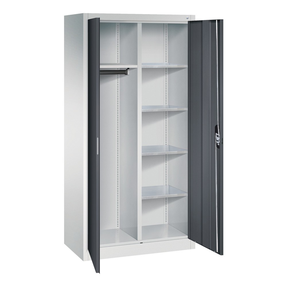 Numéro de l'image du produit 3: Armoire-penderie C+P, 6 compartiments + tringle à vêtements, H x l x P 1 950 x 930 x 500 mm, gris clair, gris anthracite