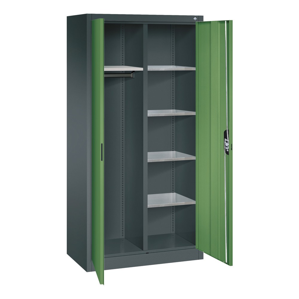Numéro de l'image du produit 3: Armoire-penderie C+P, 6 compartiments + tringle à vêtements, H x l x P 1 950 x 930 x 500 mm, gris anthracite, gris noir
