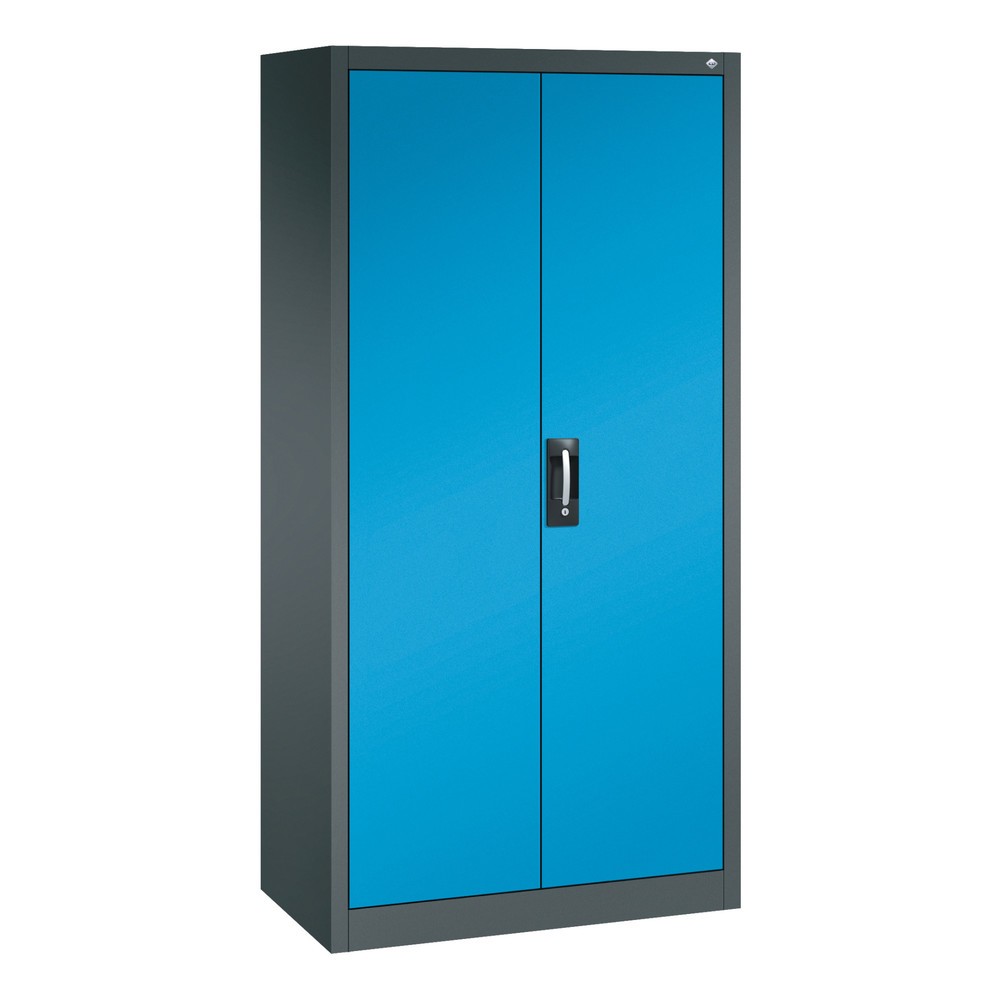 Numéro de l'image du produit 1: Armoire-penderie C+P, 6 compartiments + tringle à vêtements, H x l x P 1 950 x 930 x 500 mm, gris anthracite, bleu clair