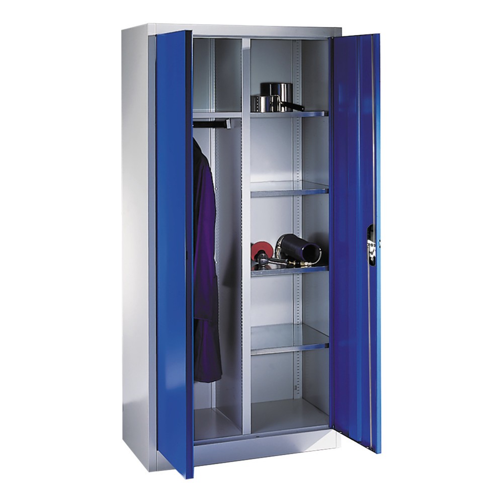 Numéro de l'image du produit 4: Armoire-penderie C+P, 6 compartiments + tringle à vêtements, H x l x P 1 950 x 930 x 500 mm, gris clair, bleu gentiane
