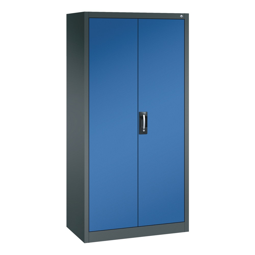 Numéro de l'image du produit 1: Armoire-penderie C+P, 6 compartiments + tringle à vêtements, H x l x P 1 950 x 930 x 500 mm, gris anthracite, bleu gentiane